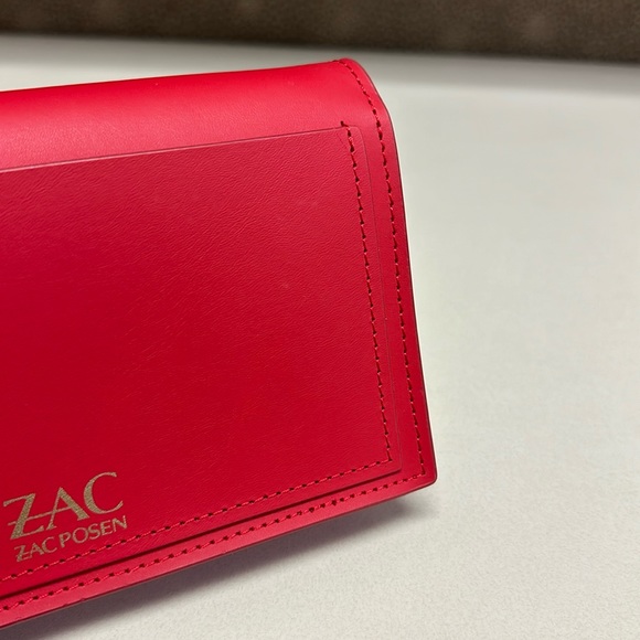 🔥🔥🔥Zac Posen Red Leather Wallet On Chain Crossbody Bag - Picture 4 of 15